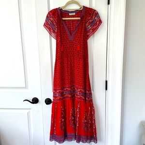 Ulla Johnson red patterned dress size Small